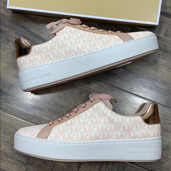 MICHAEL KORS POPPY LACE UP MINI MK LOGO PVC PINK - Picture 15 of 16